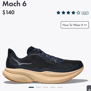 HOKA Mens Mach 6 Varsity Navy / Tan soles - 9